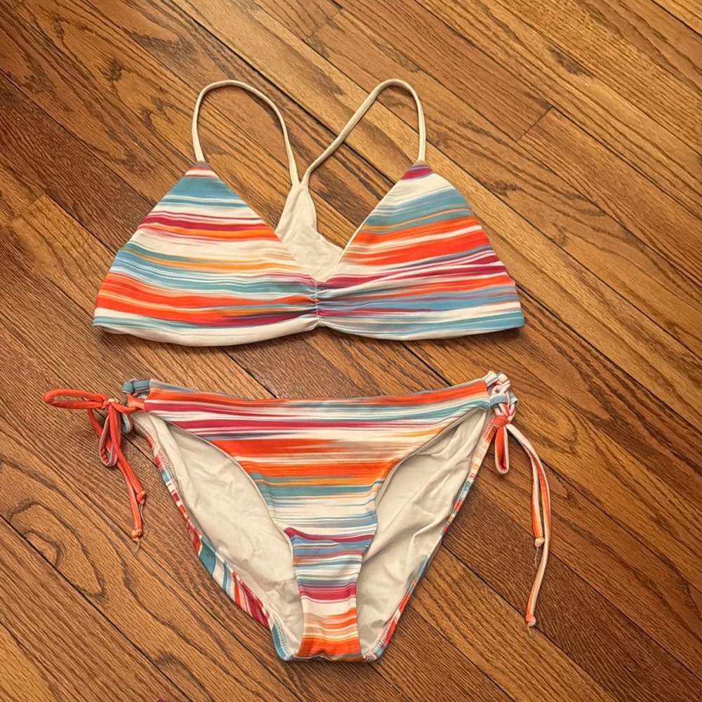 L*Space Multicolor Striped Bikini REVERSABLE TO WHITE
